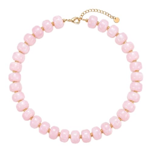 Chunky Colorful Beaded Necklace for Women Boho Summer Statement Resin Choker Necklaces Beach Jewelry Accessories - color: Pink