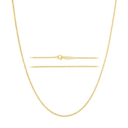 KISPER Gold Chain Necklace for Women Cable Link Plated 925 Sterling Silver | Made in Italy, 1.5mm, 16-30 inches, anti-tarnish, hypoallergenic, dainty everyday shine