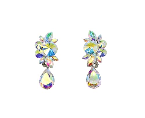 Faship Statement Dangling Floral Clip On Earrings For Women - color: AB