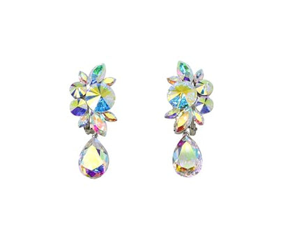 Faship Statement Dangling Floral Clip On Earrings For Women - color: AB