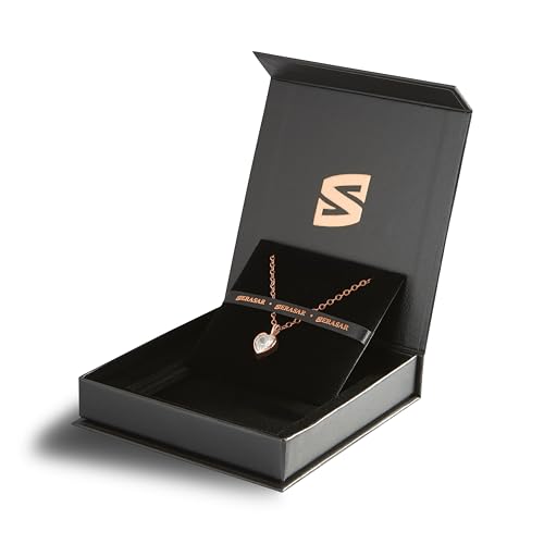 SERASAR Rose Gold Heart Pendant Necklace Women Jewelry Steel Chain Gifts - color: Rosegold, style: Love