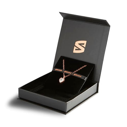 SERASAR Rose Gold Heart Pendant Necklace Women Jewelry Steel Chain Gifts - color: Rosegold, style: Love