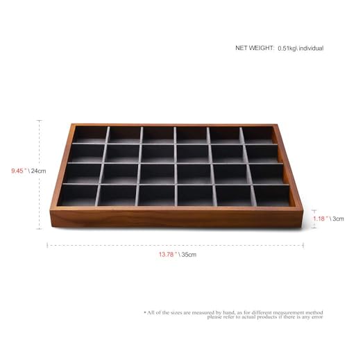 Oirlv Solid Wood Jewelry Tray,Jewelry Drawer Organizer,24 Grid(Grey) | Stackable Design,for Jewelry Necklaces Earrings and Rings,Organizing and Presentinge Legantly on Dressers&in Dresser - color: Grey 24 grid tray