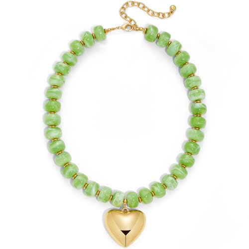 LILIE&WHITE Resin Chunky Beaded Necklace for Women Minimalistic Modern Statement Necklace Jewelry Accessories - color: XL23227D