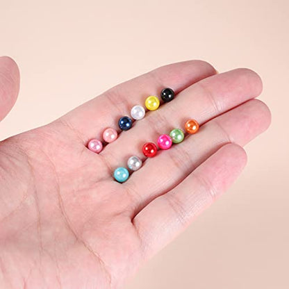 AoedeJ Colorful Pearl Stud Earrings - Small Pearl Earrings Set in Stainless Steel for Women - color: 6mm