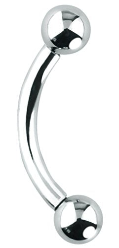 Forbidden Body Jewelry Curved Barbell Piercing Jewelry - 00GA-16GA Silver Eyebrow Piercing - Surgical Steel Snake Eye Frog Eyes Tongue Rings & Belly Rings for Women (6/14mm Bar, 3/12mm Balls) - style: 16GA, 8mm Length, 3mm Balls