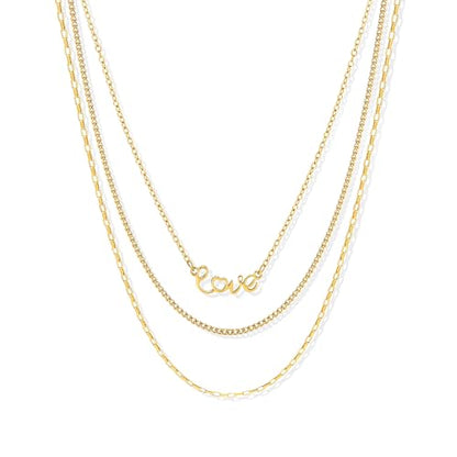 CONRAN KREMIX Waterproof Gold Necklace Layered Necklaces for Women Non Tarnish,14k Gold Plated Stainless Steel Dainty Stack Thin Chain Necklace Set for Women Gifts Jewelry - color: Gold-02