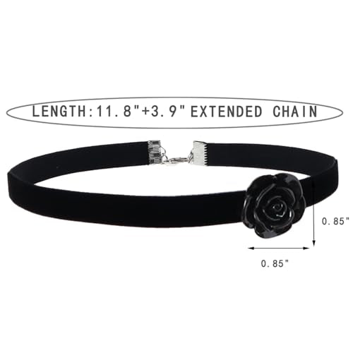 Handcrafted Velvet Choker Necklace with Exquisite Camellia Pendant Fashion Jewelry for Women - color: BLACK03B