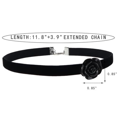 Handcrafted Velvet Choker Necklace with Exquisite Camellia Pendant Fashion Jewelry for Women - color: BLACK03B