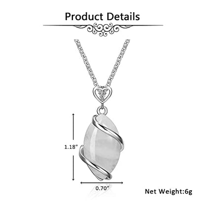 Jovivi Amethyst Rose Quartz Stone Necklace for Women Men, Full Wire Wrapped Natural Gemstone Reiki Healing Crystal Pendant Jewelry - color: Tiger Eye Crystal
