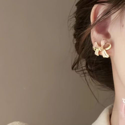 Gold Bow Earrings for Women, Long Tassel Chain Drop Earrings, Trendy Small Bow Earrings, Ribbon Waterfall Dangling Earrings, Pearl Bow Earrings, Sparkly Elegant Bowknot Preppy Jewelry Gifts for Women - color: Pink3-R