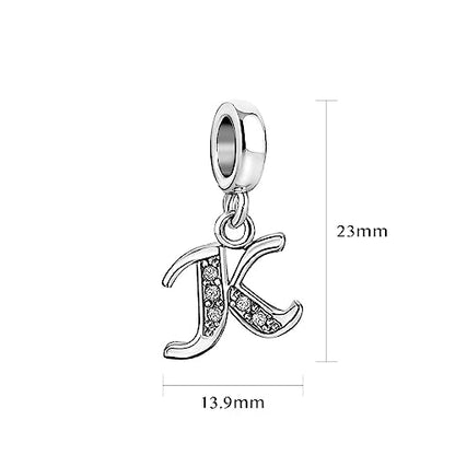 LSxAB Sparkling Initial Letter Charm Compatible with Pandora Charms Bracelets for Women A-Z Pendant Jewelry - style: K
