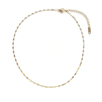 Dainty Choker Necklace for Women 18K Gold Plated Shining Dots Box Chain Sparkle Necklaces Cute Paperclip Link Herringbone Necklace Exquisite Jewelry Gifts for Mom Girlfriend - style: Lip GD