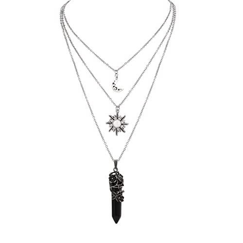 Sacina Gothic Emo Grunge Crescent Moon Choker, Moon Sun Star Choker Necklace, Goth Gothic Necklace, Halloween Christmas Jewelry Gift for Women - color: Black