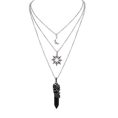 Sacina Gothic Emo Grunge Crescent Moon Choker, Moon Sun Star Choker Necklace, Goth Gothic Necklace, Halloween Christmas Jewelry Gift for Women - color: Black