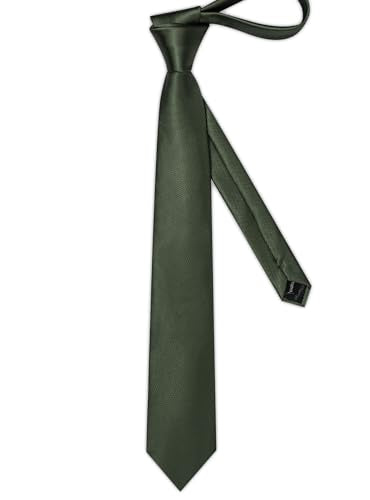 Solid Color Tie and Pocket Square with Tie Clip Lapel Pin Silk Formal Necktie Set Wedding Formal - color: Olive Green