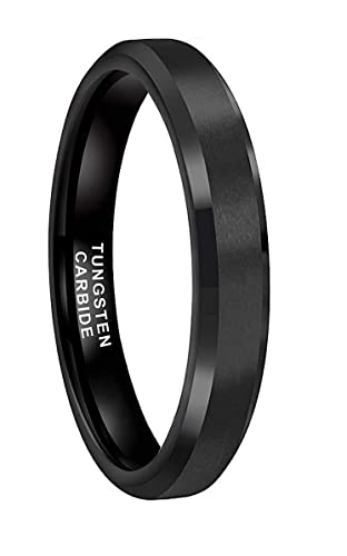 CROWNAL 3mm 5mm 7mm 9mm Tungsten Rings for Men Women Black/Silver/Gunmetal/Gold Beveled Polished Edges Matte Finish Comfort Fit 4-17 - color: Black 3mm