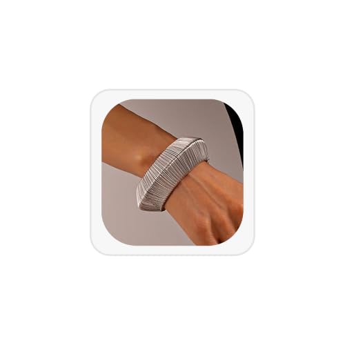 Chunky Cuff Bracelets for Women Wide Gold/Silver Cuffs Bangle Hollow Out Adjustable Bracelets Punk Vintage Jewelry - style: U-Silver A
