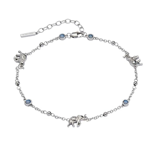 Alex and Ani Elephant Inline Charm Anklet | Silver & Opal | Chain Anklet | Dainty Animal Anklet | Animal Jewelry For Women