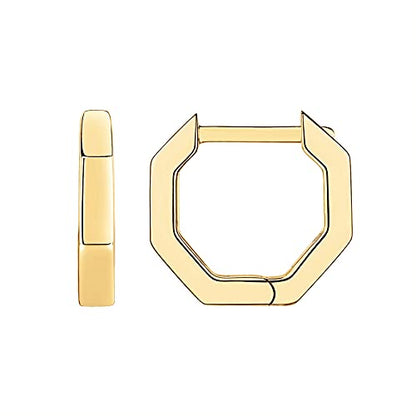 PAVOI 14K Gold Plated Chunky Huggies Earrings for Women - 925 Sterling Silver Posts Small Gold Huggie Hoop Earrings - Ultra Thick Hoops Trendy Jewelry - style: Geometric