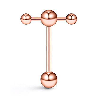 T Shape Top Straight Barbell Tongue Ring Piercing 14G - color: 1PC - Rose Gold
