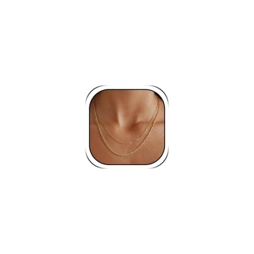 Gold Neklace Stack Dainty Gold Herringbone Necklace for Women Layered Paperclip Chain Necklaces Rhinestone Drop Simple Jewelry Gifts for Women - color: A6:thin-2pcs