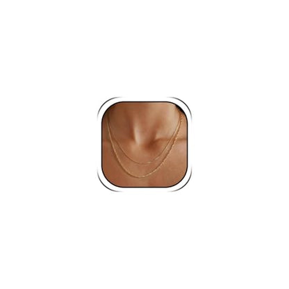 Gold Neklace Stack Dainty Gold Herringbone Necklace for Women Layered Paperclip Chain Necklaces Rhinestone Drop Simple Jewelry Gifts for Women - color: A6:thin-2pcs
