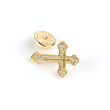 Men's Tie Pins Lapel Pins Brooches Suit Accessories - color: 1pcs cross gold