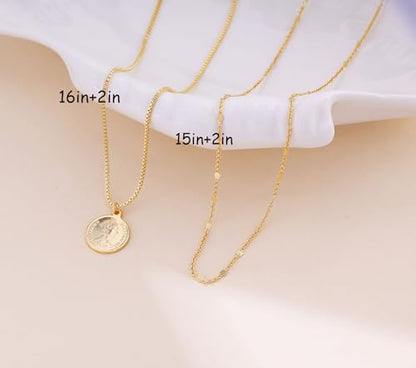 Layered Necklaces for Women, Dainty Gold Necklace Stack 14k Gold Plated Layering CZ Chain Choker Necklaces for Women Trendy Simple Non Tarnish Gold Necklaces Set Fashion Bridal Prom Jewelry - color: 2layered necklace