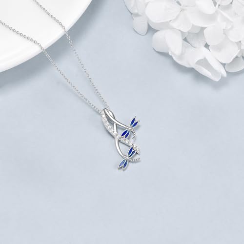 POPLYKE Cross Necklace for Women 925 Sterling Silver Cross Pendant Necklace Animal Jewelry Christmas Gifts for Women Mother Grandma - style: Dragonfly-1