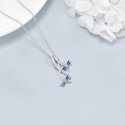 POPLYKE Cross Necklace for Women 925 Sterling Silver Cross Pendant Necklace Animal Jewelry Christmas Gifts for Women Mother Grandma - style: Dragonfly-1