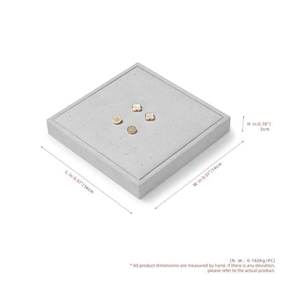 Microfiber Jewelry Stud Earring Tray Display Tray | Earring Display Organizer Tray Gray - size: 5.52" x 5.51" x 0.78"