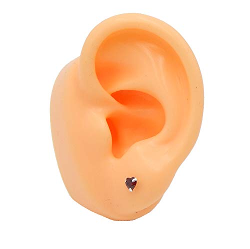 925 Sterling Silver 4mm Heart Birthstone CZ Stud Earrings 33210 (Choose Your Color) (Nickel Free) - color: Garnet
