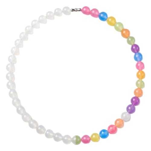 Dopamine Necklace UV Reactive Colorful Rainbow Beaded Necklace Dopamine Jewelry Set Color Changing Mood Necklaces Bracelet Earrings Summer Beach Vacation Gift for Women - color: A3:Changing necklace