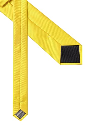 Solid Color Tie and Pocket Square with Tie Clip Lapel Pin Silk Formal Necktie Set Wedding Formal - color: Yellow