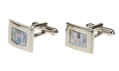 Mother of Pearl Mosaic Mens Cufflinks Stainless Steel Gift Box Quality Cuff Link