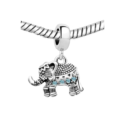KunBead Elephant Birthstone Dangle Bead Birthday Charms Compatible with Pandora Bracelet for Women - color: March