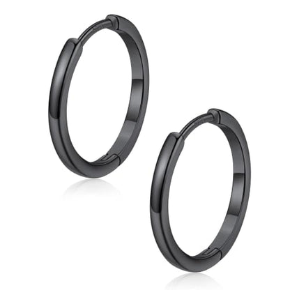 FaithHeart 925 Sterling Silver Post Huggie Hoop Earrings for Women 8-20mm | Silver/Black/Gold/Rose Gold Small Hoop Earrings, Hypoallergenic Lightweight Cartilage Huggie Earrings, Gift Box - color: Black, size: 16mm