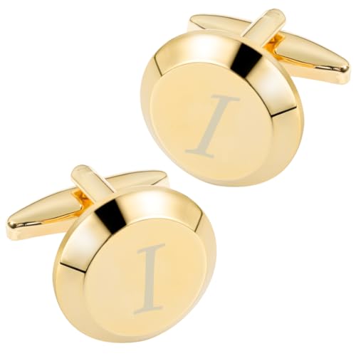 GWD Cufflinks for Men Stainless Steel Initial Cuff Links Alphabet Letter A-Z Groom Father Gift - style: I