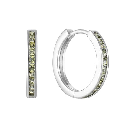 Starchenie Huggie Hoop Earrings for Women 925 Sterling Silver Princess Cut Birthstones Jewelry Gift - color: 08-Peridot-Aug