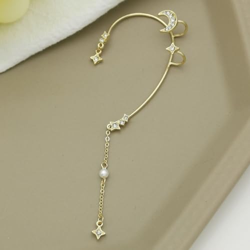 Crystal Ear Cuffs Non Pierced Ear Wrap Earrings Rhinestone Zircon Star Moon Earrings Bridal Wedding Jewelry for Women