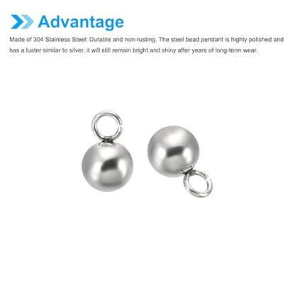 PATIKIL 50pcs Steel Bead Charm, Stainless Steel Ball Bracelet Charm Pendants Metal Round Beads Small Bulk for Jewelry Making - color: Silver Tone, size: 5mm