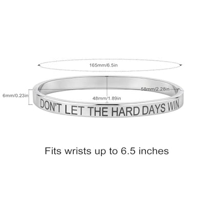 Inspirational Christian Bracelet for Women, Oval Engraved Bible Verse Love Bangle Cuff, Faith Scripture Jewelry, Religious Encouragement Gift for Mom Daughter Sister Friend - color: DON'T LET THE HARD DAYS WIN-Oval Bangle Silver