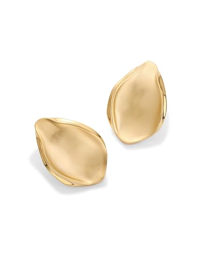 PAVOI 14K Gold Plated Sterling Silver Posts Chunky Vintage Organic Hammered Brushed and Textured Geometric Earrings for Women | Statement Earring Pair - style: Brushed