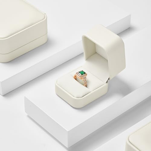 Oirlv Luxury Leather Jewelry Ring Box Engagement Ring Box Wedding Day Keepsake Box(Creamy-white) - color: Creamy-white, size: Ring Box