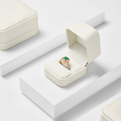 Oirlv Luxury Leather Jewelry Ring Box Engagement Ring Box Wedding Day Keepsake Box(Creamy-white) - color: Creamy-white, size: Ring Box
