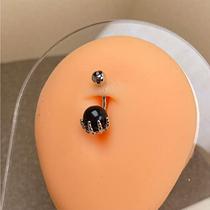 Belly Button Rings Stainless Steel 14G CZ Opal Navel Rings Barbells Women Girls Belly Piercing Jewelry - color: Black Color-Style E: 5 PCS-