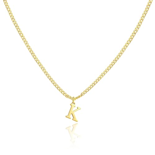 Gold Initial Necklace for Women, Dainty 14K Gold A-Z Letter Necklace Cute Pendant Personalized Name Necklace Trendy Fashion Jewelry Birithday Gift for Her - color: K
