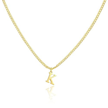 Gold Initial Necklace for Women, Dainty 14K Gold A-Z Letter Necklace Cute Pendant Personalized Name Necklace Trendy Fashion Jewelry Birithday Gift for Her - color: K