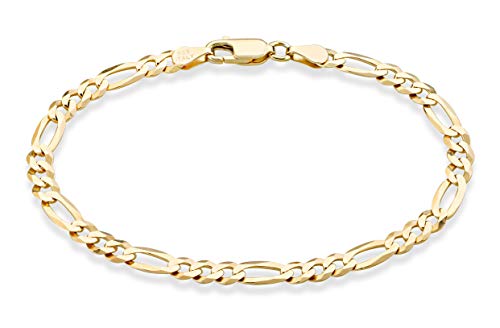 Miabella 18K Gold Over 925 Sterling Silver 5mm Figaro Bracelet Women Men | Italian Fine Jewelry, Diamond-Cut Link Chain, Made in Italy - style: Length 7 Inches (women's small)
